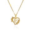 Initial Heart Pendant With Zircon Flower Stainless Steel Design For Women 1