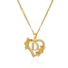 Initial Heart Pendant With Zircon Flower Stainless Steel Design For Women 3