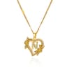 Initial Heart Pendant With Zircon Flower Stainless Steel Design For Women 7