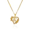 Initial Heart Pendant With Zircon Flower Stainless Steel Design For Women 10