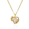 Initial Heart Pendant With Zircon Flower Stainless Steel Design For Women 16