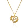 Initial Heart Pendant With Zircon Flower Stainless Steel Design For Women 21