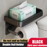 Premium Wall Mounted Aluminum Toilet Paper Holder With Shelf  Phone Storage Bathroom Organizer 5