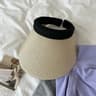 Korean Raffia Sun Visor Hat For Women With UV Protection Breathable Straw Beach Cap 7