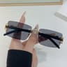 Rimless Geometric Leopard Sunglasses With Gradient UV Protection Lenses 5
