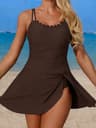 Strappy One Piece Swimsuit With Swim Dress Cover For Women Plus Size Beachwear 1