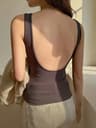 Backless Built In Bra Tank Top For Women Square Neck Shelf Bra Summer Camisole 2