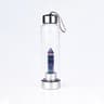 Healing Natural Quartz Water Bottle – Elegant Glass and Stainless Steel, Enhances Well-Being, Hand Wash Only Fluorite