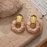 Vintage Enamel Stainless Steel Stud Earrings Colorful Light Luxury Party Jewelry Gift For Women 7
