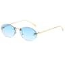 Diamond F Rimless Oval Sunglasses Luxury Metal Frame Shades 8