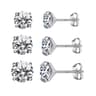 Sterling Silver Stud Earrings Set With Stones Hypoallergenic Minimalist Jewelry 5