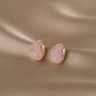 Elegant Amber Stone Earrings Irregular Geometric Stud Earrings For Women 7