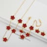 Elegant Stainless Steel Jewelry Set With Five Leaf Flower Necklace Bracelet  Earrings For Women 34