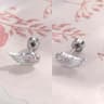 Silver Wing Stud Earrings With Sparkling Zircon Crystal For Women 7