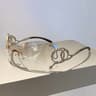 Rimless Wrap Around Oversized Gradient Sunglasses With Snake Temple Design 6