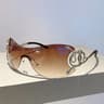Rimless Wrap Around Oversized Gradient Sunglasses With Snake Temple Design 10