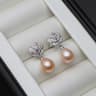 Vintage Sterling Silver Earrings With Natural Freshwater Pearl Earrings Floral Design For Women 5