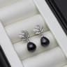 Vintage Sterling Silver Earrings With Natural Freshwater Pearl Earrings Floral Design For Women 9