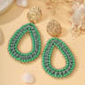 Water Drop Earrings Handmade Crystal Beaded Long Dangle Statement Earrings For Women 17