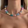 Colorful Acrylic Resin Statement Choker Necklace For Women Adjustable Vintage Beaded Jewelry 7