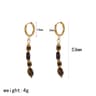 Natural Tiger Eye Earrings In Gold Plated Stainless Steel For Women 7