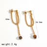 Natural Tiger Eye Earrings In Gold Plated Stainless Steel For Women 8