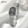Elegant Womens Quartz Watch With Oval Dial Milanese Mesh Strap  Waterproof Design 6