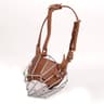 Adjustable Dog Muzzle Breathable Leather Metal Basket Dog Muzzle For Safe Training  Walks 5