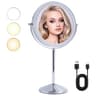 Lighted Makeup Mirror With Magnifying Mirror Rechargeable LED Vanity Mirror 360 Double Sided 9