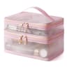 Double Layer Travel Cosmetic Bag Large Capacity Transparent Makeup Organizer 0