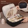 LuxeCarry Large Capacity Travel Makeup Bag PU Leather Cosmetic Organizer For Women 10