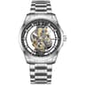 Mens Skeleton Quartz Watch Gold Tone Stainless Steel Luxury Wristwatch 8