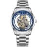 Mens Skeleton Quartz Watch Gold Tone Stainless Steel Luxury Wristwatch 0