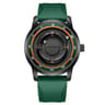 Magnetic Scrolling Pointer Mens Quartz Watch With Green Silicone Strap 9