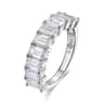 Emerald Cut Moissanite Half Eternity Ring In 925 Sterling Silver 8