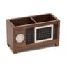 Wooden Desktop Organizer With Pen Holder Remote Storage And Calendar Function 7