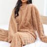 Womens Winter Pajama Set Thick Fluffy Polyester Sleepwear With Full Sleeves 9