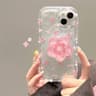 Floral Quicksand IPhone Case With Holder Clear Full Coverage PC TPU Cover 6