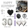Black Silver Birthday Party Decoration Set With Letter Banner Heart Foil Balloon And Rose Petals 4