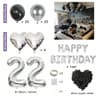 Black Silver Birthday Party Decoration Set With Letter Banner Heart Foil Balloon And Rose Petals 9