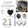 Black Silver Birthday Party Decoration Set With Letter Banner Heart Foil Balloon And Rose Petals 10