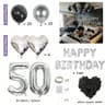 Black Silver Birthday Party Decoration Set With Letter Banner Heart Foil Balloon And Rose Petals 20