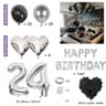 Black Silver Birthday Party Decoration Set With Letter Banner Heart Foil Balloon And Rose Petals 23