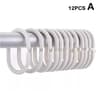 12 Piece Plastic C Type Shower Curtain Hooks Smooth Glide Replacement Set 7