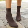 Womens Pointed Toe High Heel Boots  Stretch Fabric SlipOn MidCalf Boots 7