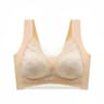 Womens Plus Size WireFree Padded Bra With Lace Trim And Seamless Design 0