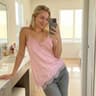 Womens Lace Trim Cami Top With Spaghetti Straps And Asymmetrical High Low Hem 10