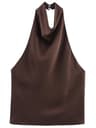 Womens Satin Halter Backless Top  Elegant Sleeveless Party Tank Top 10