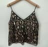 Womens Floral Sequin Camisole Top  Sleeveless V Neck Open Back Summer Tank 4