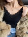 Womens Lace Tank Top  Sleeveless Stretch Camisole With Coquette Y2K Style 0